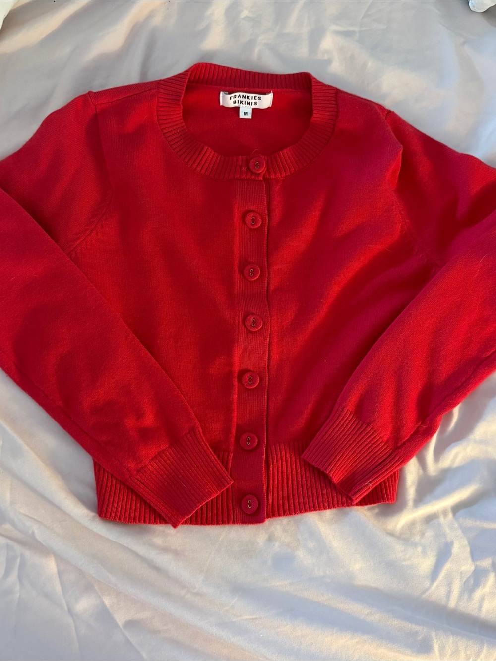 Frankie's Bikinis Vibrant Red Button-Front Cardigan